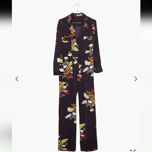 Madewell Satin Pajama Jumpsuit in Blooming Oasis - Picture 6 of 8